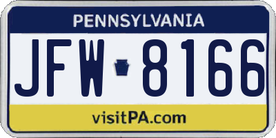 PA license plate JFW8166