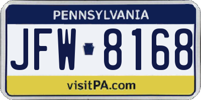 PA license plate JFW8168
