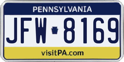 PA license plate JFW8169