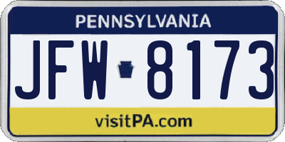 PA license plate JFW8173