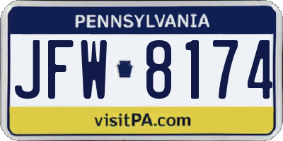 PA license plate JFW8174