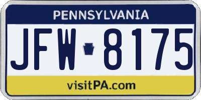 PA license plate JFW8175