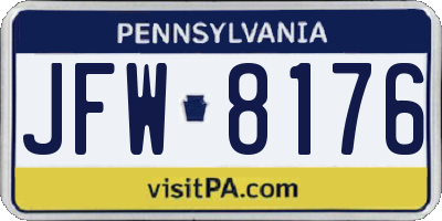 PA license plate JFW8176
