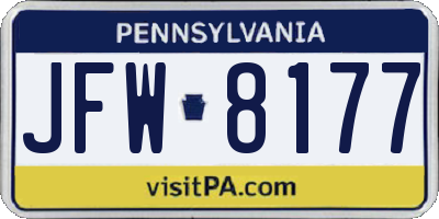 PA license plate JFW8177