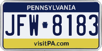PA license plate JFW8183