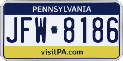 PA license plate JFW8186