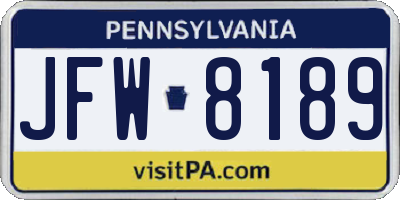 PA license plate JFW8189