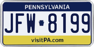 PA license plate JFW8199
