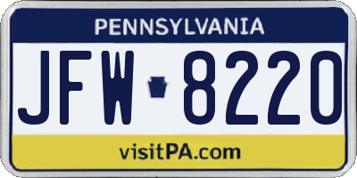 PA license plate JFW8220