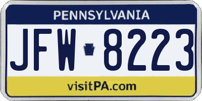 PA license plate JFW8223