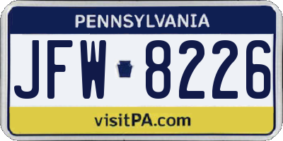 PA license plate JFW8226