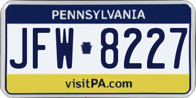 PA license plate JFW8227