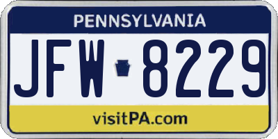 PA license plate JFW8229