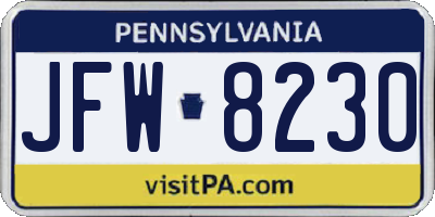 PA license plate JFW8230