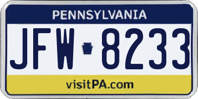 PA license plate JFW8233