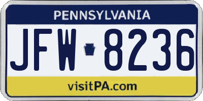PA license plate JFW8236