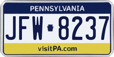 PA license plate JFW8237