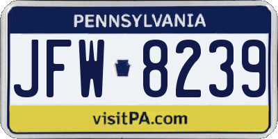 PA license plate JFW8239