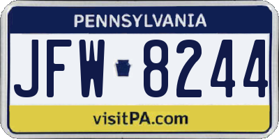 PA license plate JFW8244