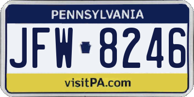 PA license plate JFW8246