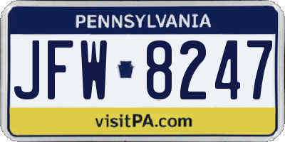 PA license plate JFW8247