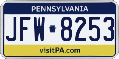 PA license plate JFW8253
