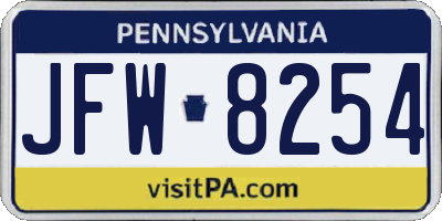 PA license plate JFW8254