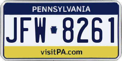 PA license plate JFW8261