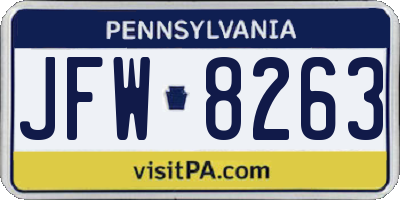 PA license plate JFW8263
