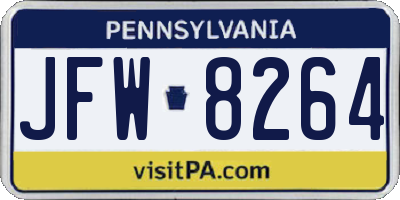 PA license plate JFW8264