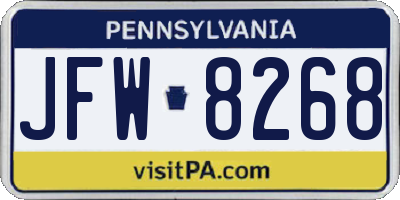 PA license plate JFW8268