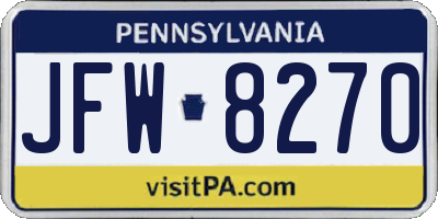 PA license plate JFW8270