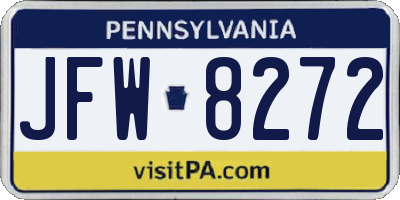 PA license plate JFW8272