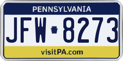 PA license plate JFW8273