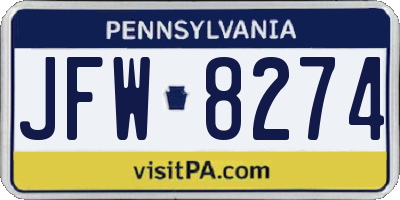 PA license plate JFW8274
