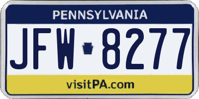 PA license plate JFW8277