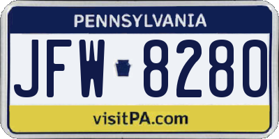 PA license plate JFW8280