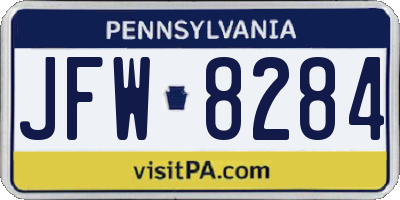 PA license plate JFW8284