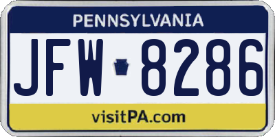 PA license plate JFW8286