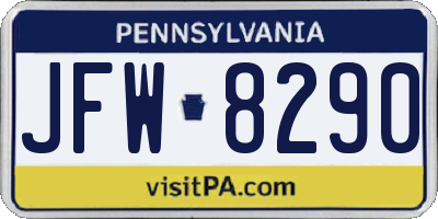 PA license plate JFW8290