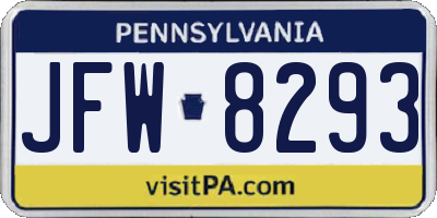 PA license plate JFW8293