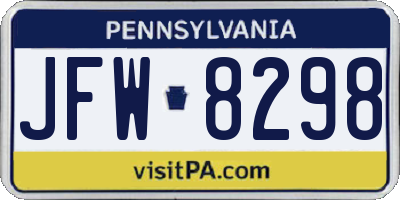PA license plate JFW8298