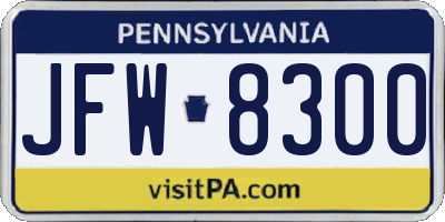 PA license plate JFW8300