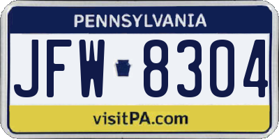 PA license plate JFW8304