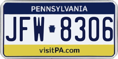 PA license plate JFW8306