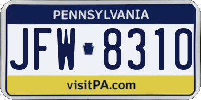 PA license plate JFW8310