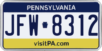 PA license plate JFW8312