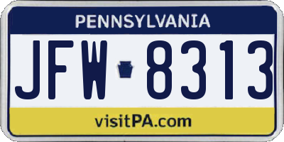 PA license plate JFW8313