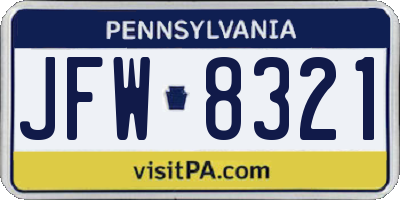 PA license plate JFW8321