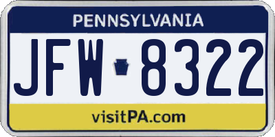 PA license plate JFW8322